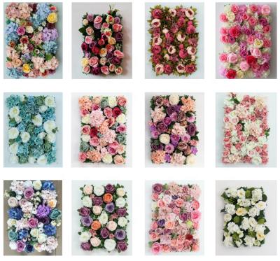 China Wedding Custom Artificial Wedding Rose Flower Wall Decor Silk Flower Wall Backdrop for sale