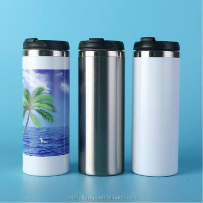 China Sublimation 450ml Stainless Steel Cup 304 Bottle Color Viable White Straight Shape Vacuum Cup Heat Insulation for sale