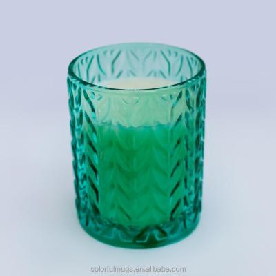 China Home Decoration Blue Color Glass Candles Wax Palm Wax Vegetable Wax Air Mix oy and Paraffin Gifts for sale