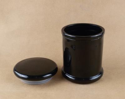 China Home decoration black glass candle jar with glass lid, subway glass candle jars, candle holder for sale