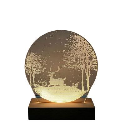 China Modern creative acrylic LED panel decoration night light gift 3d table lamp small birthday gift for sale