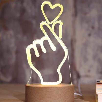 China Wholesale New Design 3D Lamp Modern Woody Acrylic Base LED Lamps Night Light for sale