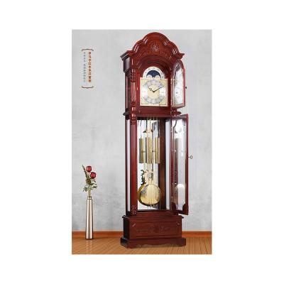 China Antique Style Antique Solid Wood Grandfather Clock With German Mechanical Movement Floor Clocks Chimes for sale