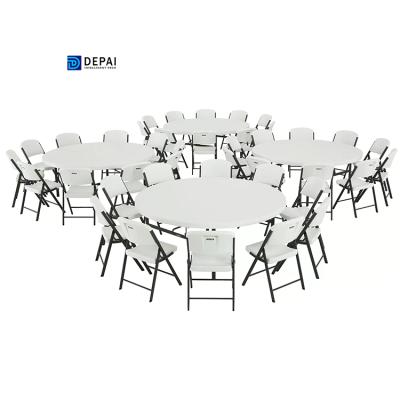 China Plastic Round Folding Tables 150cm Durable Folding Dining Table DEPAI Factory 5ft Easy Carry Plastic Outdoor For Events for sale