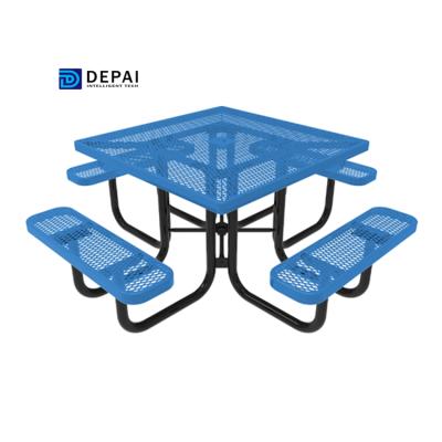 China Square Modern Outdoor Standard Picnic Table Raised Metal Steel Picnic Table For Sale for sale