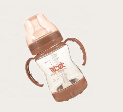 China Popular high quality 150ml baby milk feeder bottle with handle for 0m+, 3m+ and 6m+, PPSU bottle with silicone nipple for sale