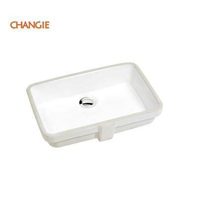 China 1802 Modern White Ceramic Bathroom Ware Hand Wash Basin Sanitary Ceramic Rectangular Basin Under Counter Basin Bathroom Sinks for sale