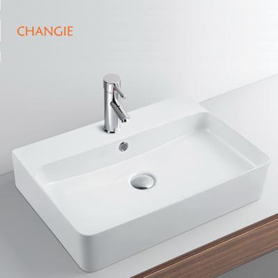 China EUROPEAN Changie Vessel Sink Basin Rectangular Counter Topper Basin For Hotel Home Bathroom for sale