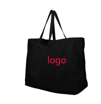 China Wholesale Custom Size Canvas Grocery Bag Shopping Eco-Friendly Black Extra Large Tote Bag Recyclable With Custom Printed Logo for sale