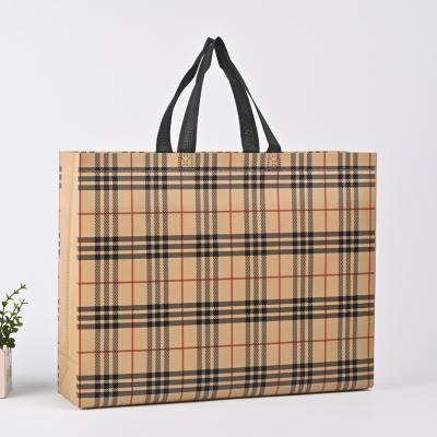 China 100% Eco-Friendly Shopping Tote Bag Advertising Clothing Plaid Red Black Non-woven Bag Wholesale Eco-Friendly Nonwoven Bags for sale