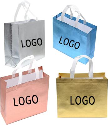 China 100% Eco-friendly Hot Sales Fashion Color Laser Tote Bag Woven Color Film Reusable Glossy Non-Laminated Pp Shopping Bag Nonwoven Bag for sale