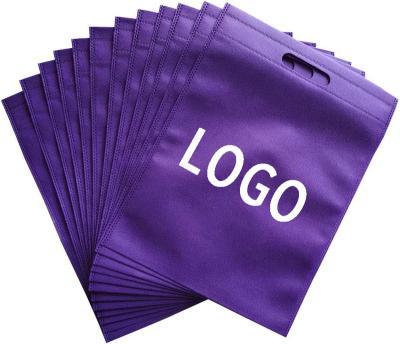 China 100% Eco-Friendly Custom Logo Non-Woven Nonwoven Purple Bags Carry Bag Reusable Supermarket Shopping Eco-Friendly Wholesale for sale