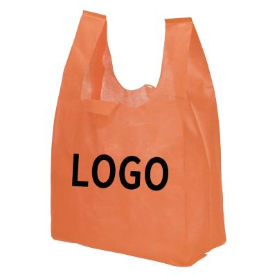 China 100% Low Price Eco-friendly Supermarket Tote Shopping Bag Reusable Grocery Portable Nonwoven T-shirt Tote Bags for sale