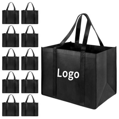 China 100% Eco-Friendly Wholesale Low Prices Printed To Recycle Tote Shopping Bag Reusable Grocery Black Non Woven Gift Keepsake Bag Custom Logo for sale