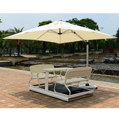 China 360 Degree Rotating Cast Steel Umbrella Base Artiz Support Custom Outdoor Banana Umbrella Umbrella With Chair Table for sale