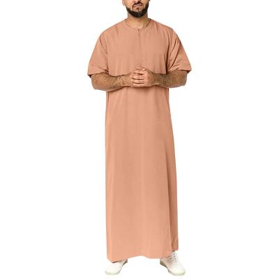 China New Middle East Muslim Robe Zipper Arab Muslim Men Dubai Abaya Malaysia Short Shirt Zipper Muslim Long Sleeve Robe for sale