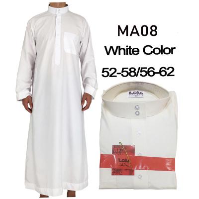 China Arab Middle Eastern Men's Clothing Qatar Flat Collar Abaya Long Robe Muslim Men's Clothing Polyester Men's Light Collar Abaya for sale