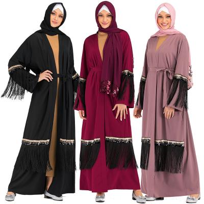 China Muslim Abaya Jubah Tassel Sequins Long Dresses Kaftan Dresses Women Arab Turkish Islamic Ethnic Clothing Abaya Dubai for sale