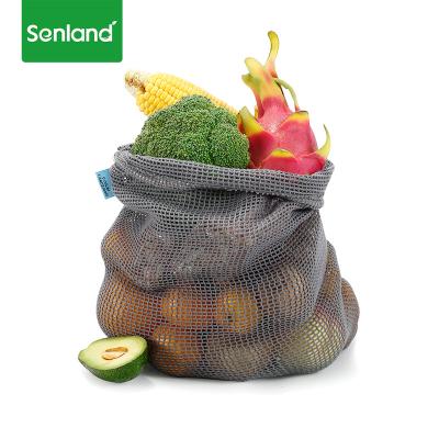 China Eco Friendly Organic Cotton Shopping Bag Fruit Shopping Reusable Vegetable Drawstring Mesh Bag for sale