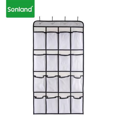 China Folding Hanging Closet Organizers, 16 Mesh Pockets with Rotating Metal Hanger, Wall Shelf Wardrobe Storage Bags for sale