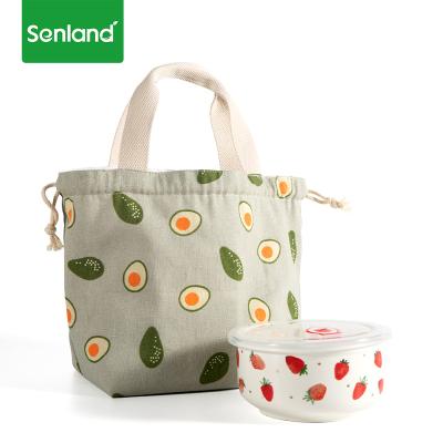 China Fashionable Waterproof Character Custom Printed Mini Tote Lunch Bags Canvas Bento Box With Lunch Bag for sale