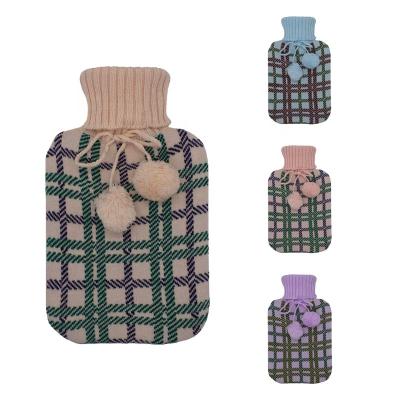 China Bottle: natural rubber cover: 100% hot sale Amazon polyester hot water bottle OEM high quality hot water logo acrylic/rubber bag knit cover for sale