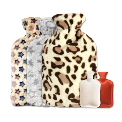 China The Warm Water Bottle Cover Fleece Coral Fleece Plush Warm Water Bottle Cover Bag Natural Rubber for sale