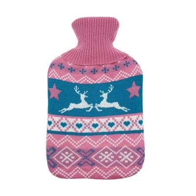 China knitted warm water bottle cover 2l knitted warm water bottle cover 2l with waterfilling rubber hot water bag for pain for sale