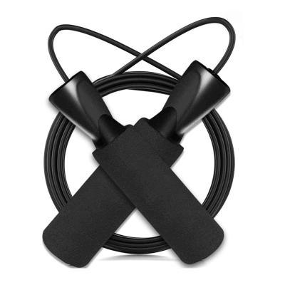 China Anti-Slip Adjustable Tangle Free Cable Jump Rope Bearing PU Rope Fitness Workout Aerobics Exercise Handle Grip for sale