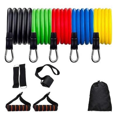 China Custom Latex Gym Fitness 11pcs Resistance Band Set Ankle Resistance Bands Elastic Bands For Exercise for sale