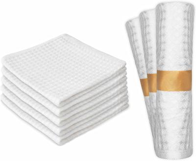 China Amazon Sustainable Hot Selling Ultra Absorbent Double Layered Reusable Towels Cloth Waffle Kitchen Unpaper Towels for sale