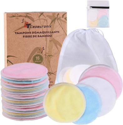 China Reuseable Cotton Velvet Organic Bamboo Charcoal Face Rounds Bag Washable Laundry Reusable Makeup Remover Pads for sale