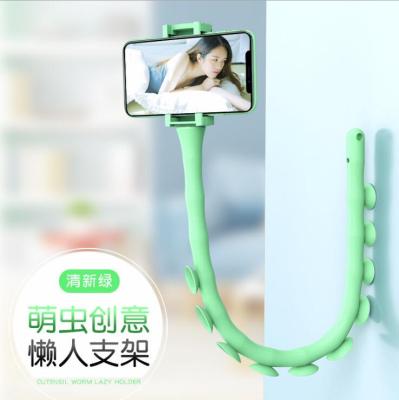 China Hot Selling Cute Lazy Caterpillar Adjustable Phone Bracket Suction Cup Support Wall Pillar Holder Car Lazy Desk Instrument for sale