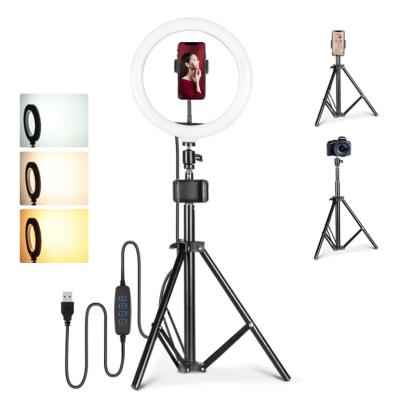 China 360 Degree Rotating Amazon Hot Selling 10 Inch Camera Selfie Ring Mobile Phone Live Fill LED Light With Tripod Stand for sale