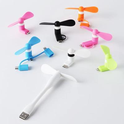 China Powerful OEM Android Handheld Type-C Air Cooling Portable Fan Portable 3 in 1 Mini USB Fan for Mobile Phone for sale