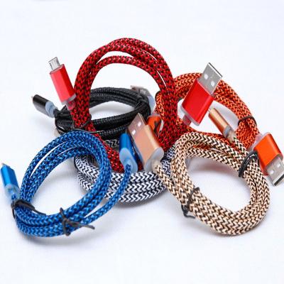 China Fabric Braided Wire Cellular Accessories DATA CABLE V8 Custom Micro USB Cable For Samsung USB Data Sync/Charge Cable à venda