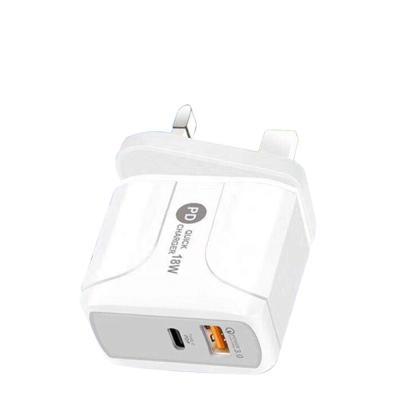 China For iPhone and Android Mobile Fast Charger QC3.0 Type C PD USA Eu UK Wall Charger 18W Power Adapter For Iphone and Android Phone for sale