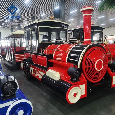 Chine Popular Road Diesel Tourist Body Fiberglass Trackless Trains For Amusement Parks 26Persons à vendre