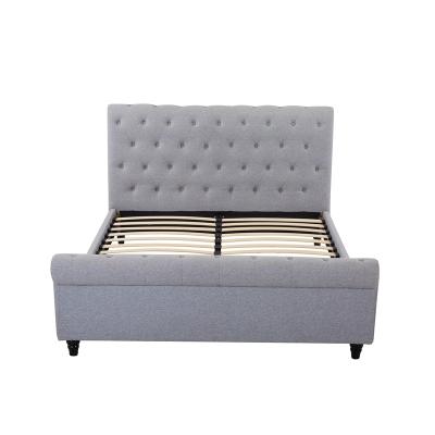 China Latest Designs Storage Modern Home Double Queen Size Bedroom Furniture Detail King Use French Style Fabric Bed for sale