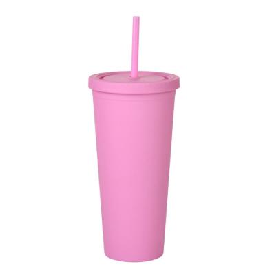 China Viable Custom Tumbler Mugs Bulk 16oz 22oz Double Wall Plastic Cups Plastic Tumbler Water Bottle With Straw for sale