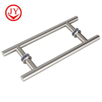 China Modern H Type 304 Stainless Steel Office Shower Room Polished Glass Door Handle for sale