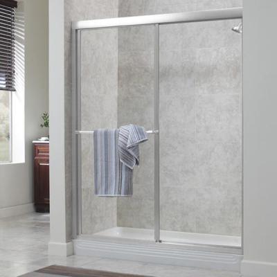 China Modern Rectangle Board Tempered Glass Double Sliding Door Stainless Steel View Shower Doors for sale