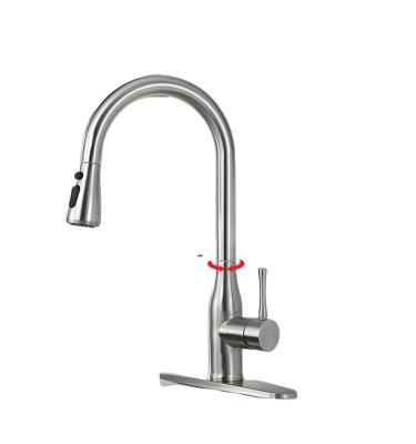 China Wholesale Thermostatic Faucets Rotate Spout 3 Spray Modes Stainless Steel Kitchen Faucet Pull Out Kitchen Sink Faucet for sale