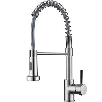 China Thermostatic Faucets Wholesale 360 ​​Rotate Spout Water Saving 304 Stainless Steel Single Lever Pull Out Kitchen Faucet for sale