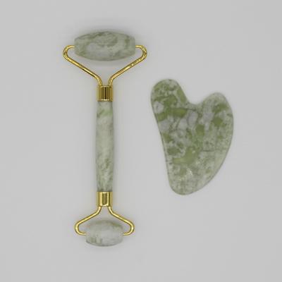 China High Quality Green Set of Jade Roller Face Massage Roller Jade Stone Hot Selling Face Lift Jade for sale