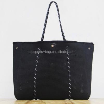 China Wholesale Waterproof Black Waterproof Beach Bag Flexible Neoprene Shopping Bag For Ladies for sale