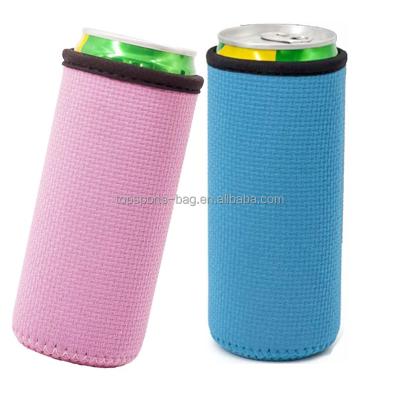 China 12 oz Thin White Tall Neoprene Beer Can Insulated Anti-Slip Embossed Slim Coolie Can Sleeve For Party for sale