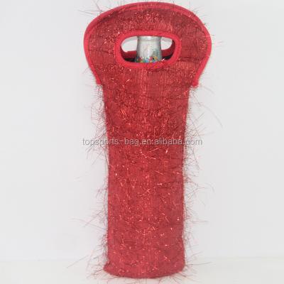 China Red Color Glitter Waterproof Neoprene Champagne Bottle Holder Picnic Neoprene Champagne Carrying Holder for sale