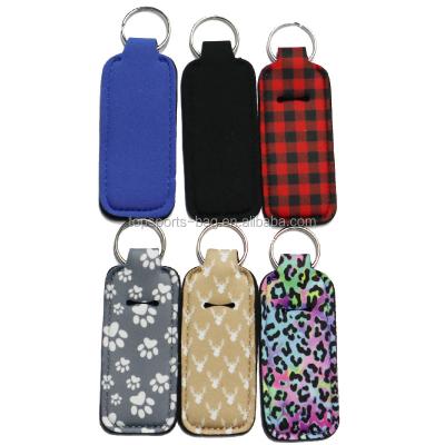 China Fashion Sublimation Printing Neoprene Lipstick Bag Portable Lipstick Pouch With Key Chain for sale