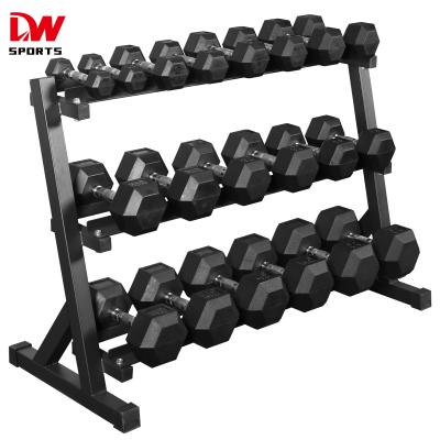 China Lightweight Deluxe DW SPORTS Gym Equipment Rack Chrome Circle Hex X Dumbbell Rack With 250kg Hex Dumbbell Set for sale